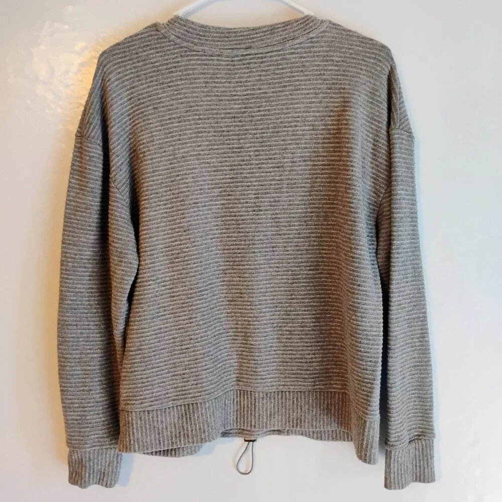 Simply Vera Vera Wang Gray Ribbed Knit Sweatshirt Pullover Size M